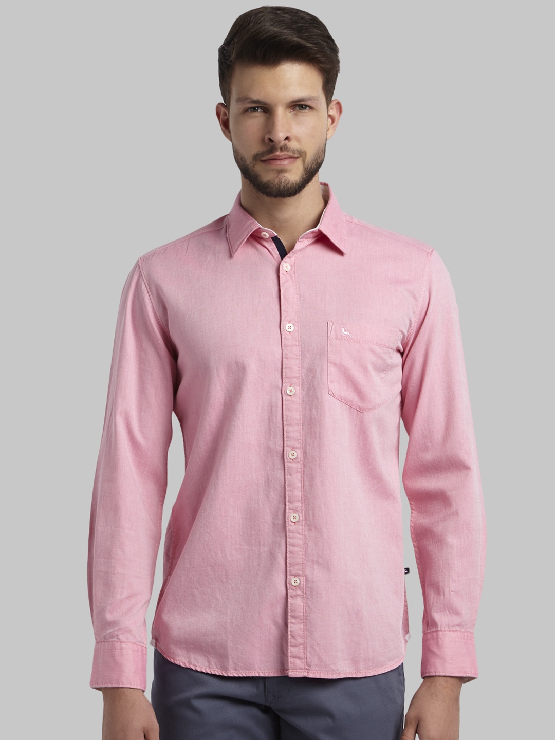 Parx Men Pink Slim Fit Solid Casual Shirt