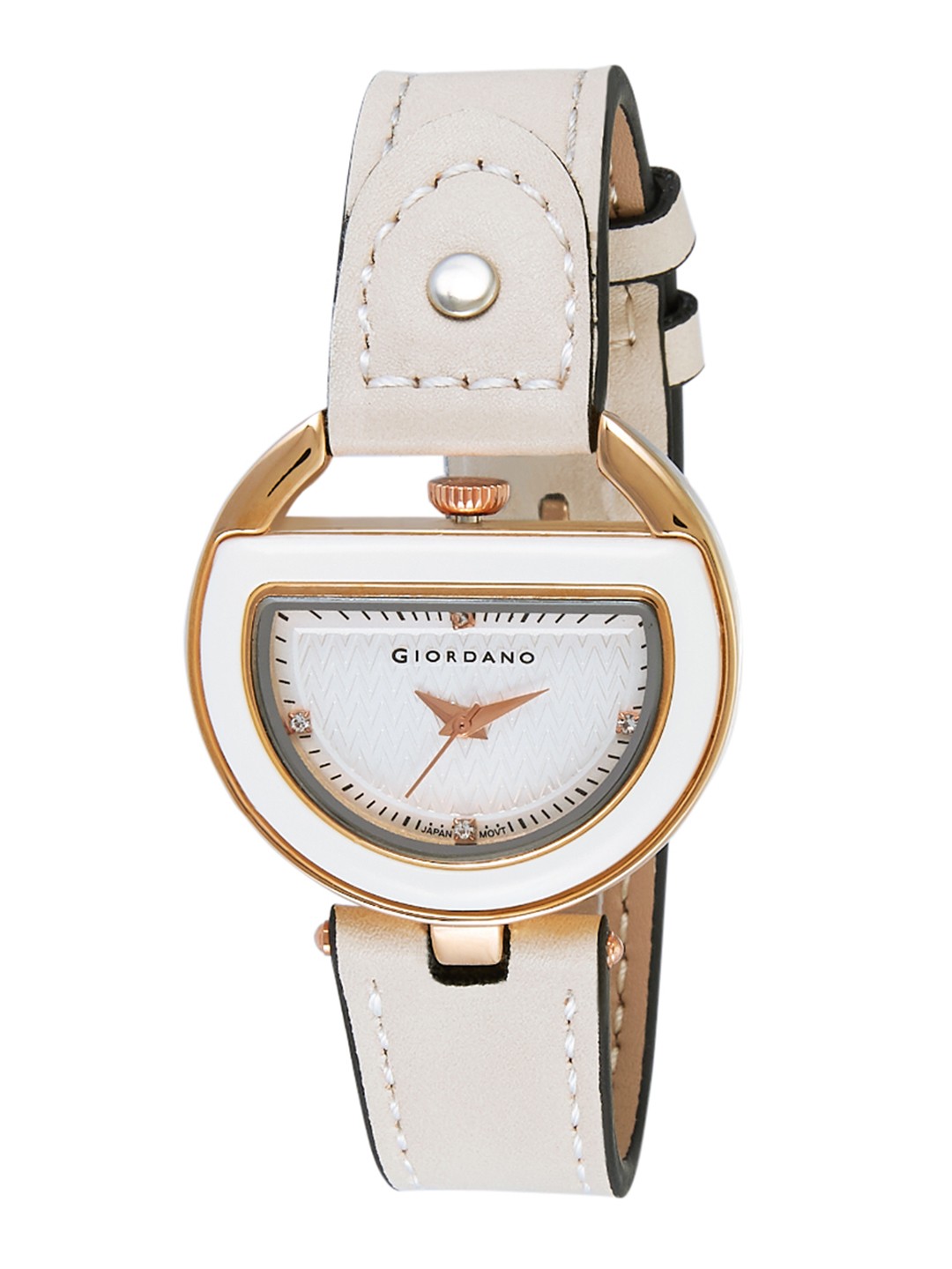 

GIORDANO Women White Analogue Leather Watch C2148