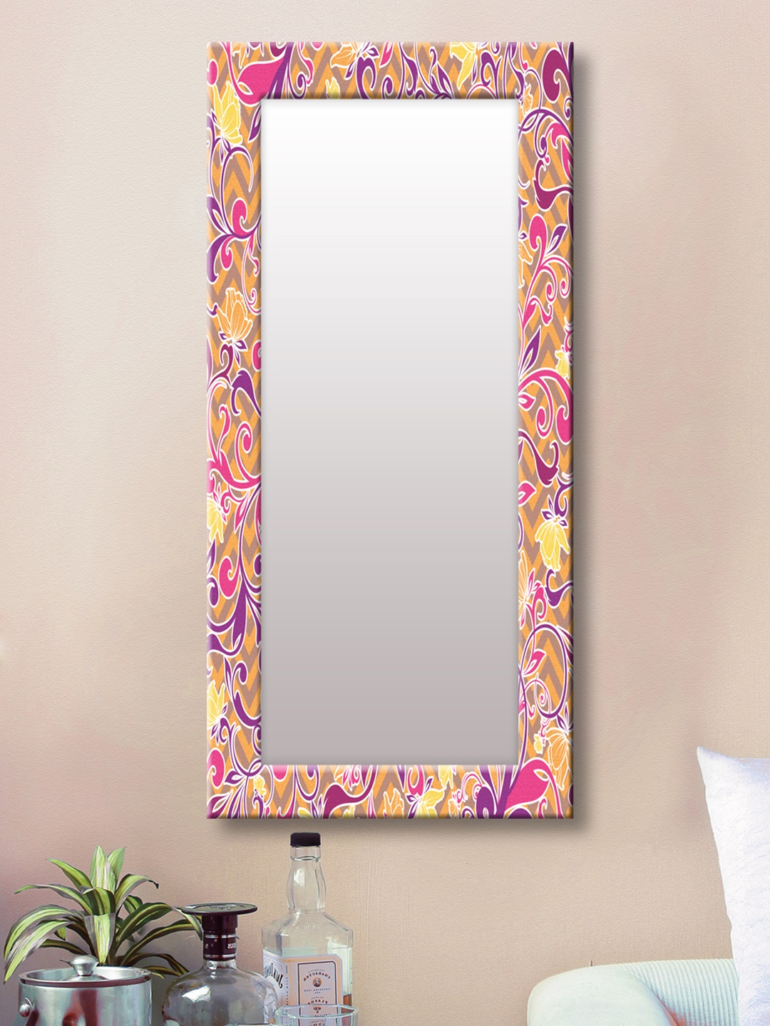 

999Store Yellow & Purple Framed Wall Mirror