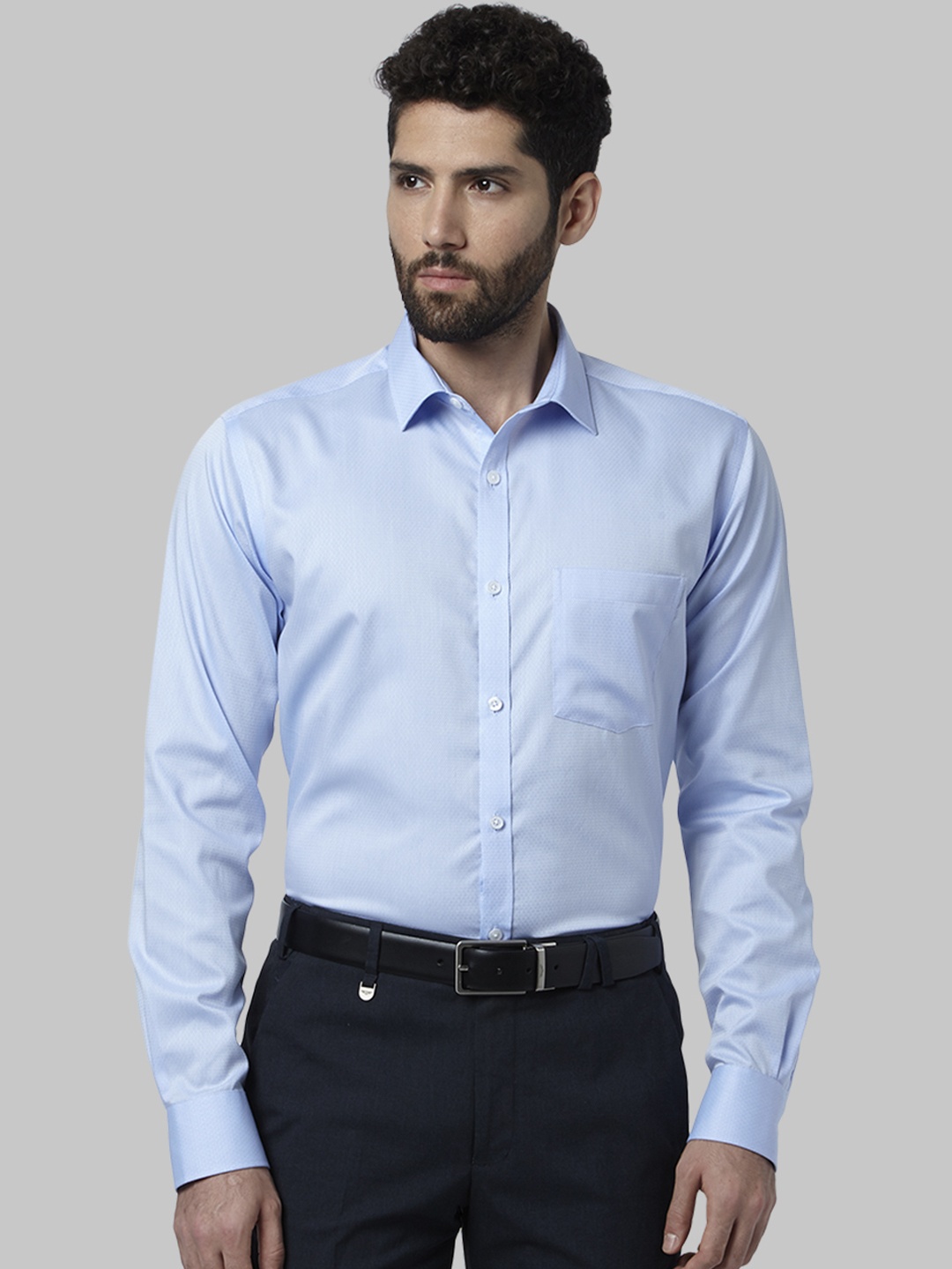 Park Avenue Men Blue Slim Fit Solid Formal Shirt