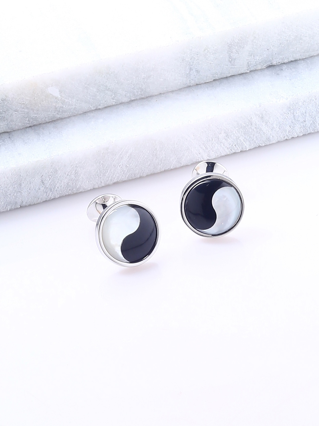 Tistabene Black Round Cufflinks