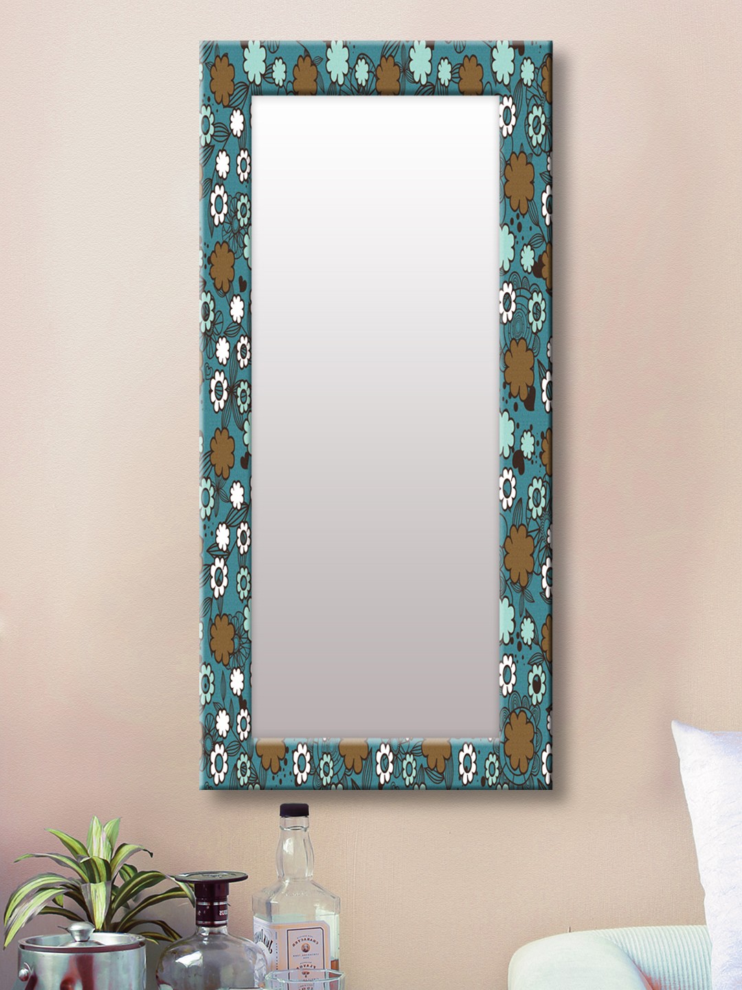 

999Store Brown & Blue Framed Wall Mirror