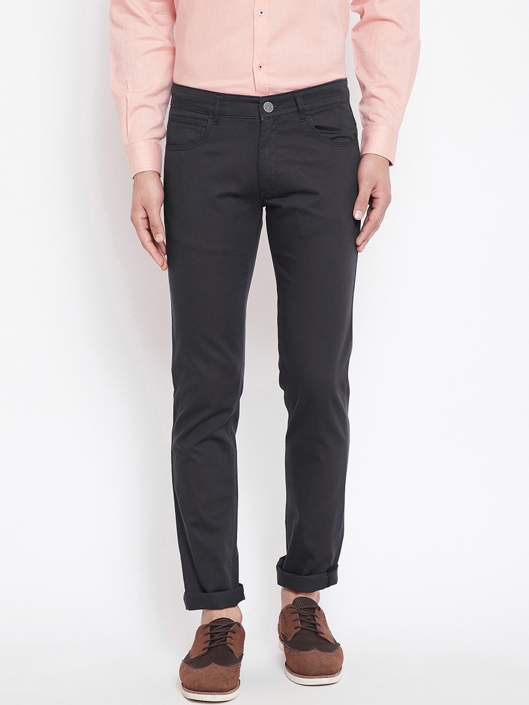 

Canary London Men Navy Blue & Navy Blue Smart Tapered Fit Solid Regular Trousers