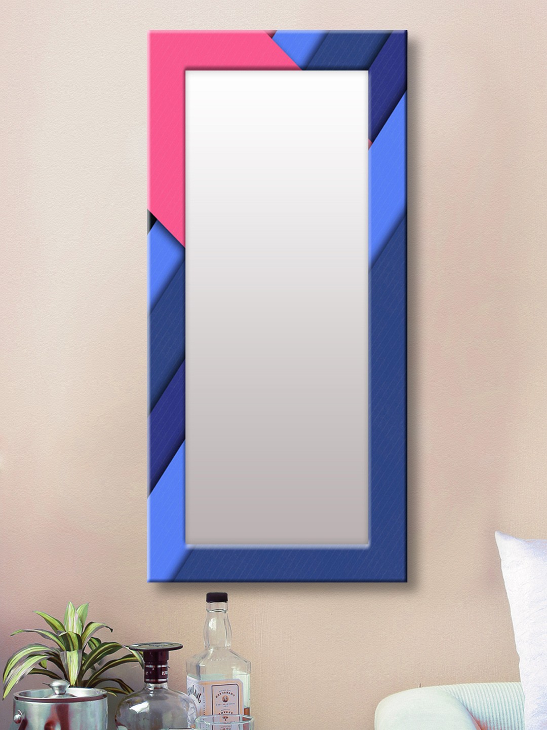 

999Store Blue & Pink Framed Wall Mirror