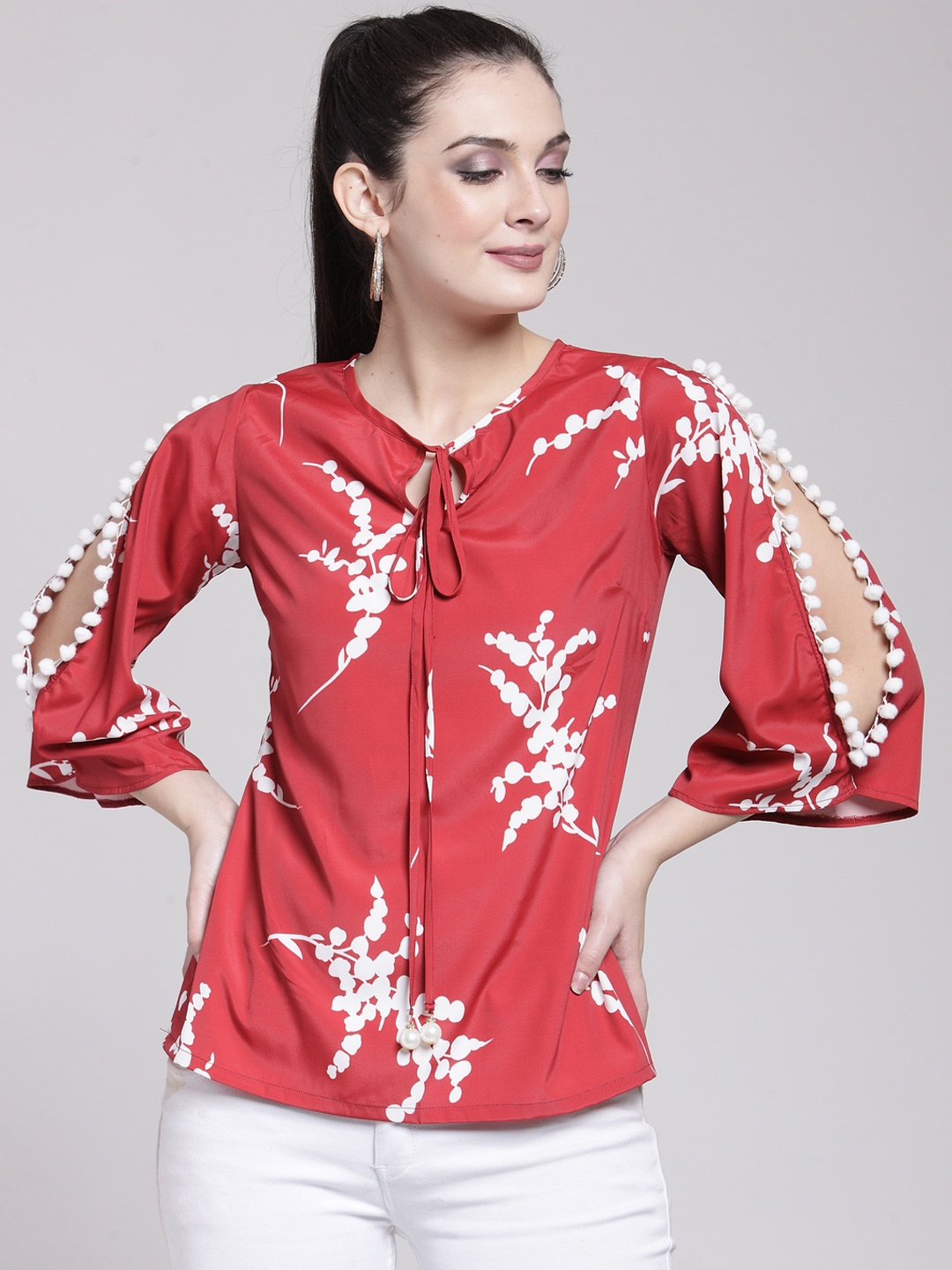 

plusS Studio Burgundy Ruffles Top, Red