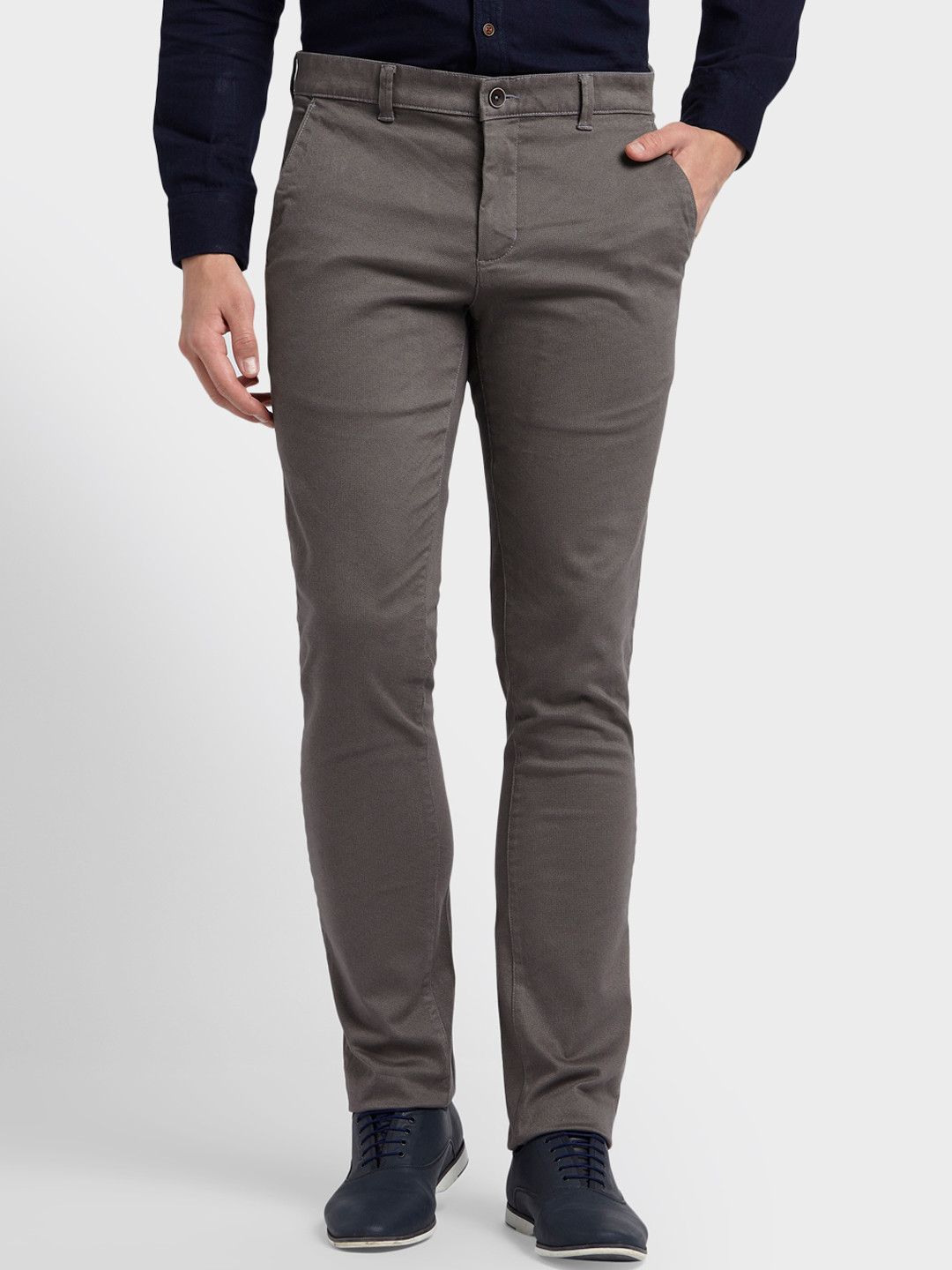 

ColorPlus Men Grey Regular Fit Solid Formal Trousers