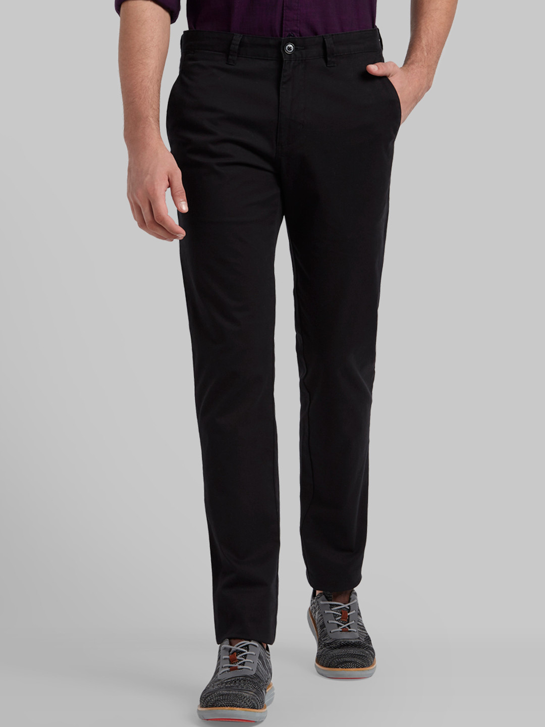 

Parx Men Black Slim Fit Solid Regular Trousers