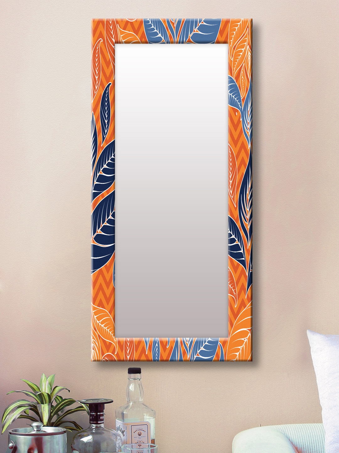 

999Store Orange Framed Wall Mirror
