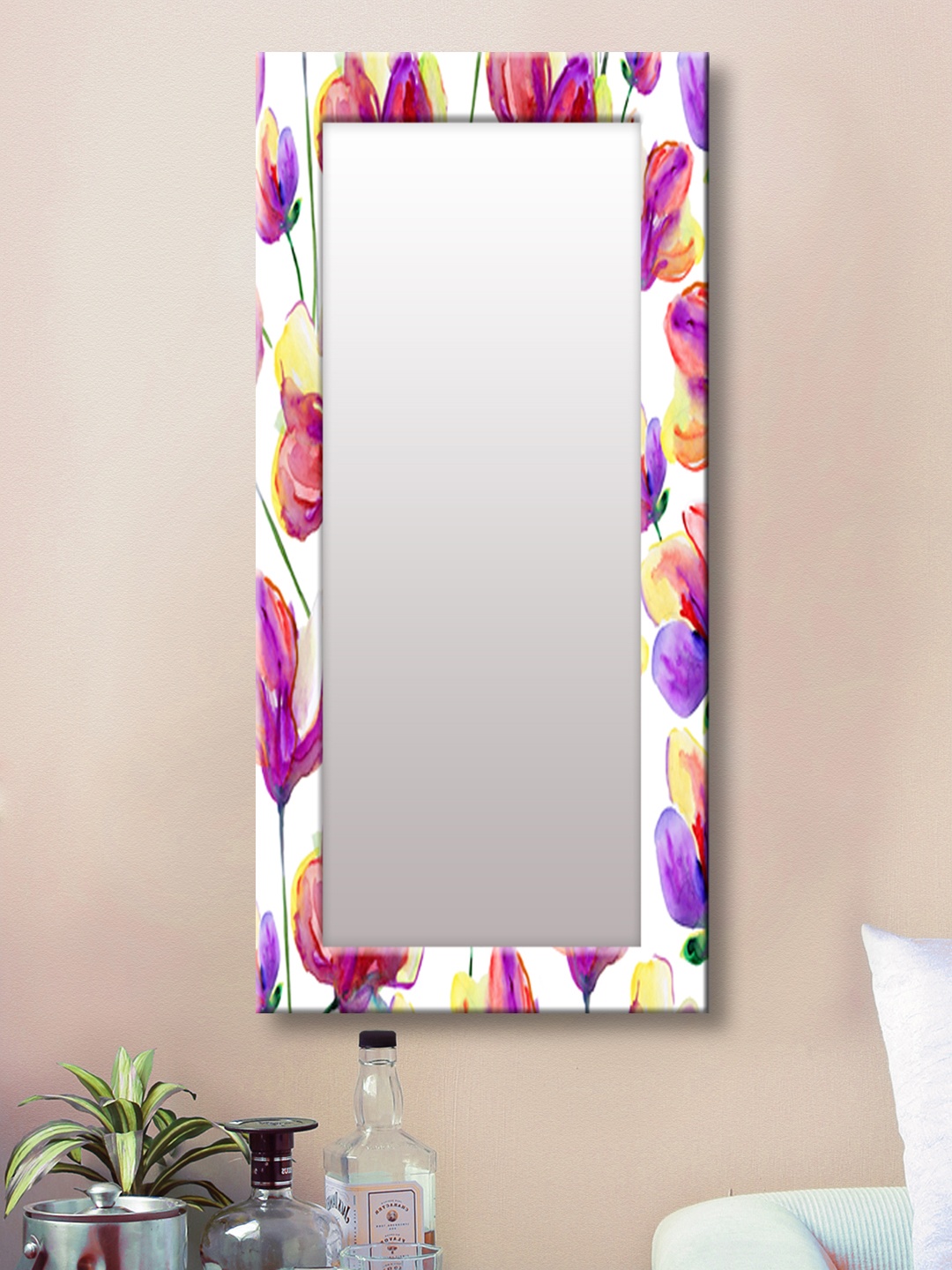 

999Store Purple & White Framed Wall Mirror