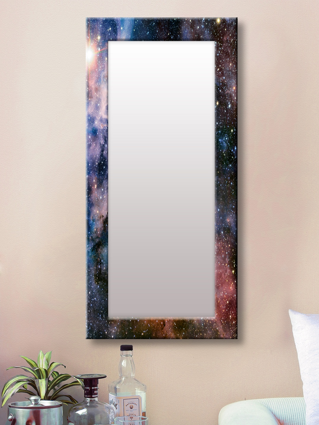 

999Store Blue & Brown Framed Wall Mirror