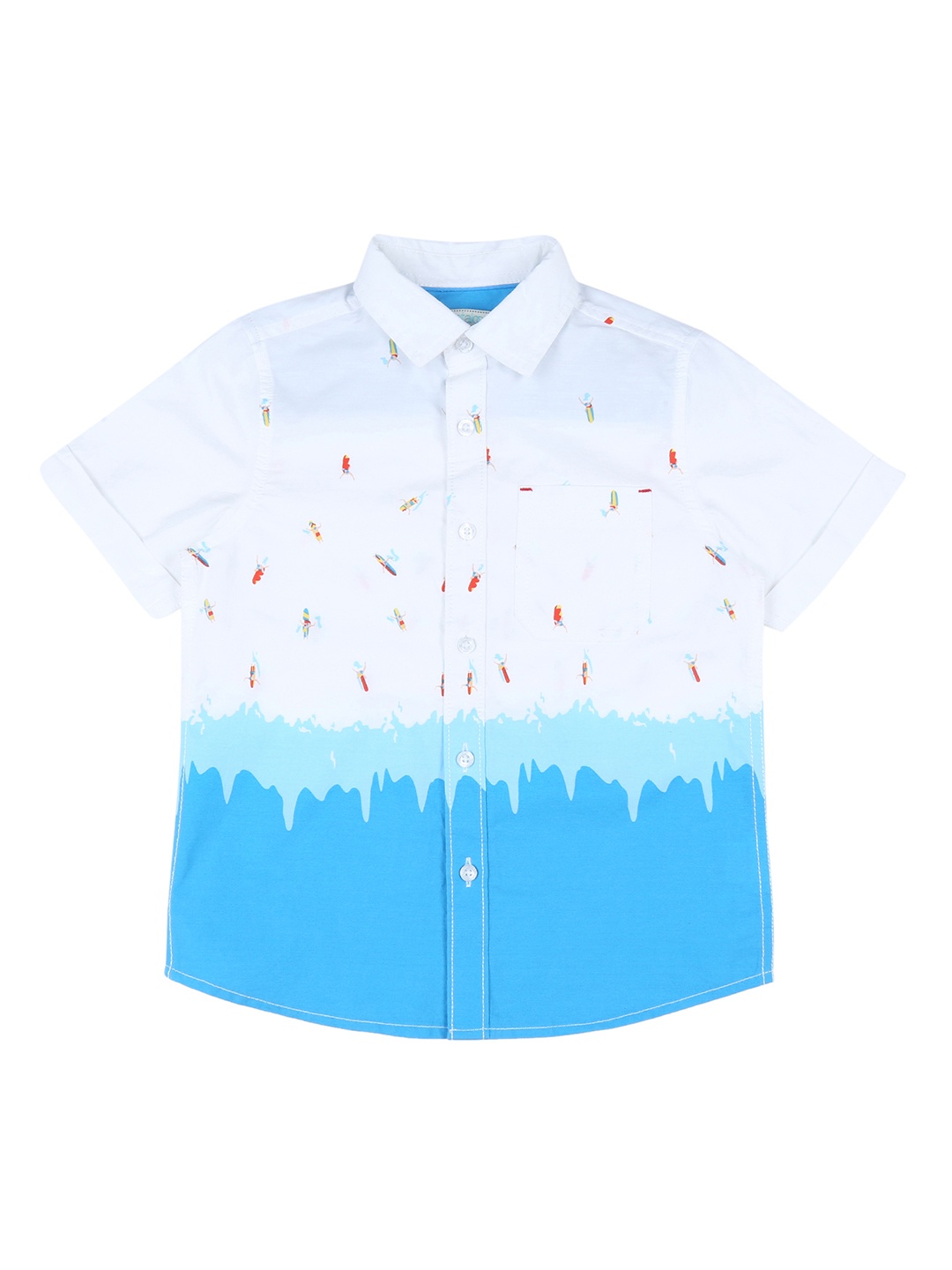 

CHALK by Pantaloons Boys White & Blue Regular Fit Printed Casual Shirt
