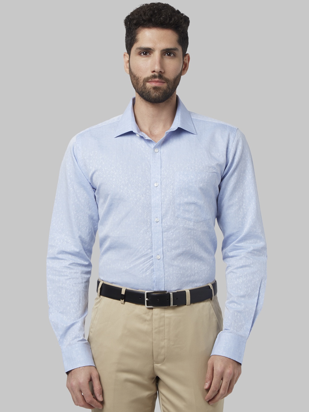 

Park Avenue Men Blue Slim Fit Self Design Formal Shirt
