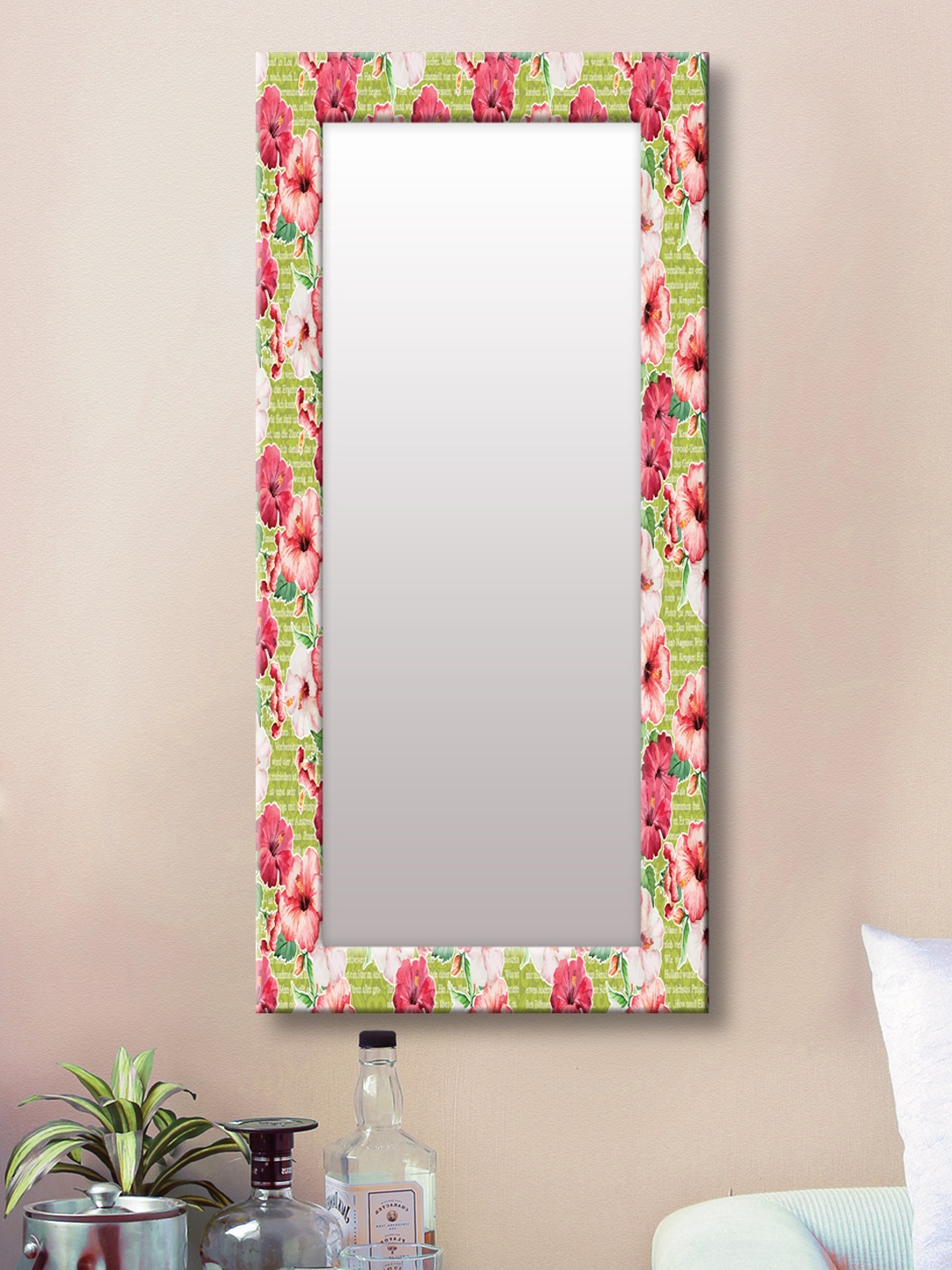 

999Store Pink & Green Framed Wall Mirror