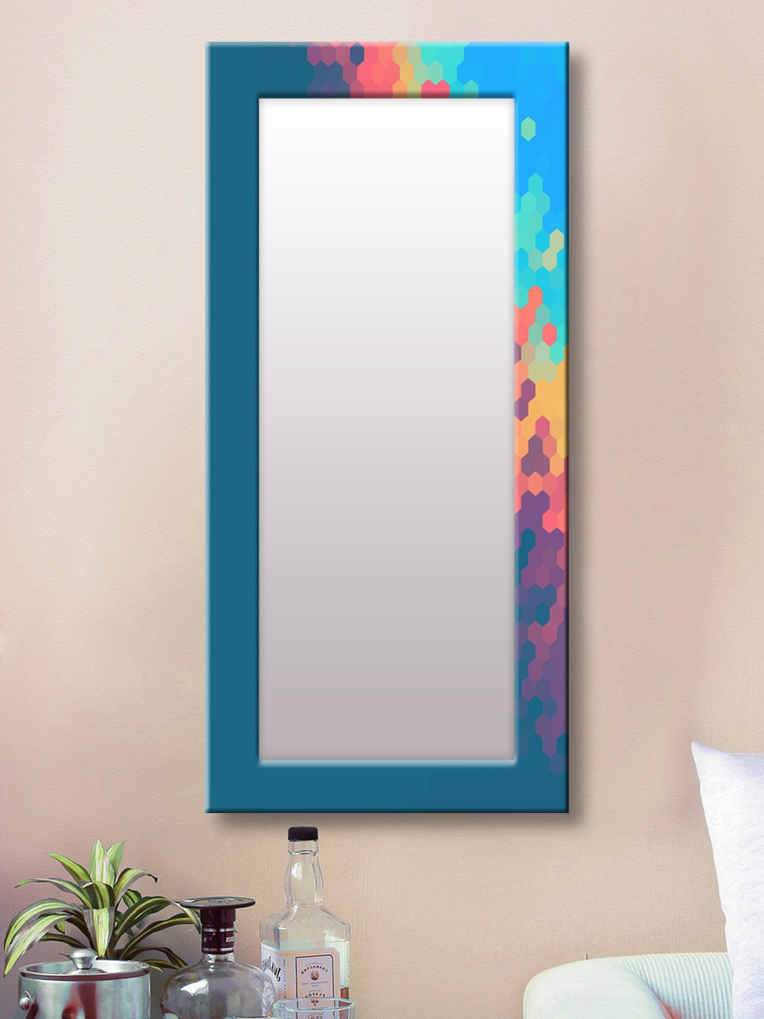 

999Store Blue Framed Wall Mirror