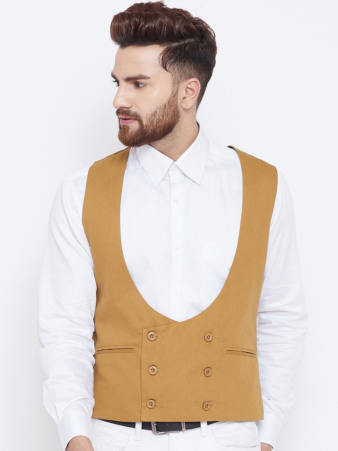 

Chill Winston Solid Men Pure Cotton Waistcoat, Khaki