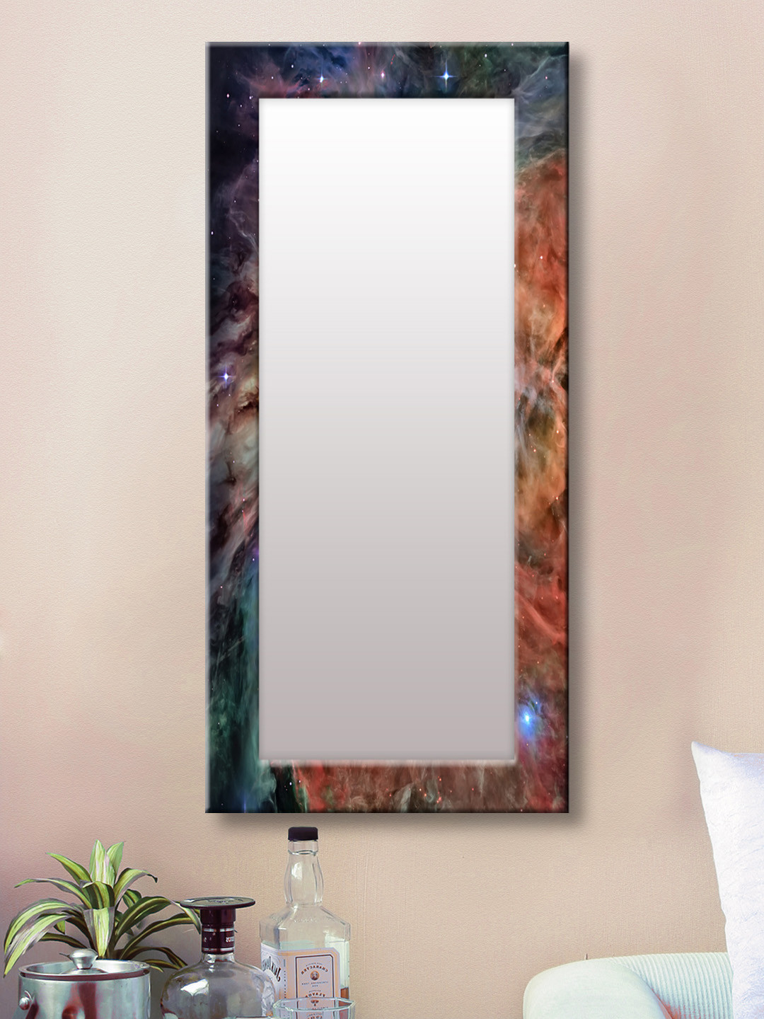 

999Store Blue & Brown Framed Wall Mirror