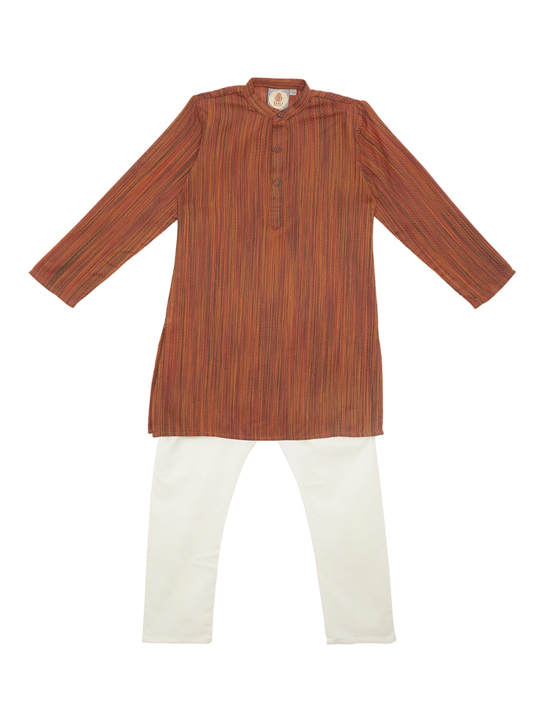

SALWAR STUDIO Boys Orange & White Printed Kurta with Pyjamas