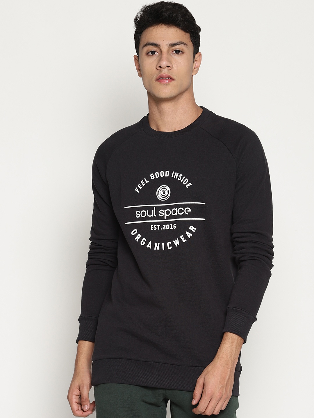 

Soul Space Men Charcoal Grey Printed Sweatshirt