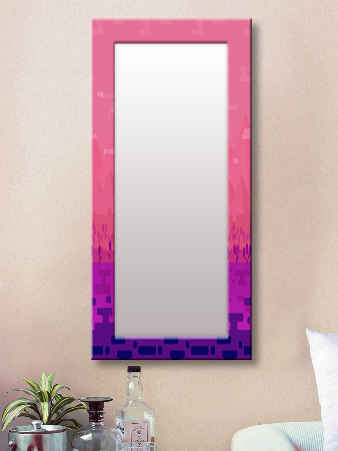 

999Store Pink Framed Wall Mirror