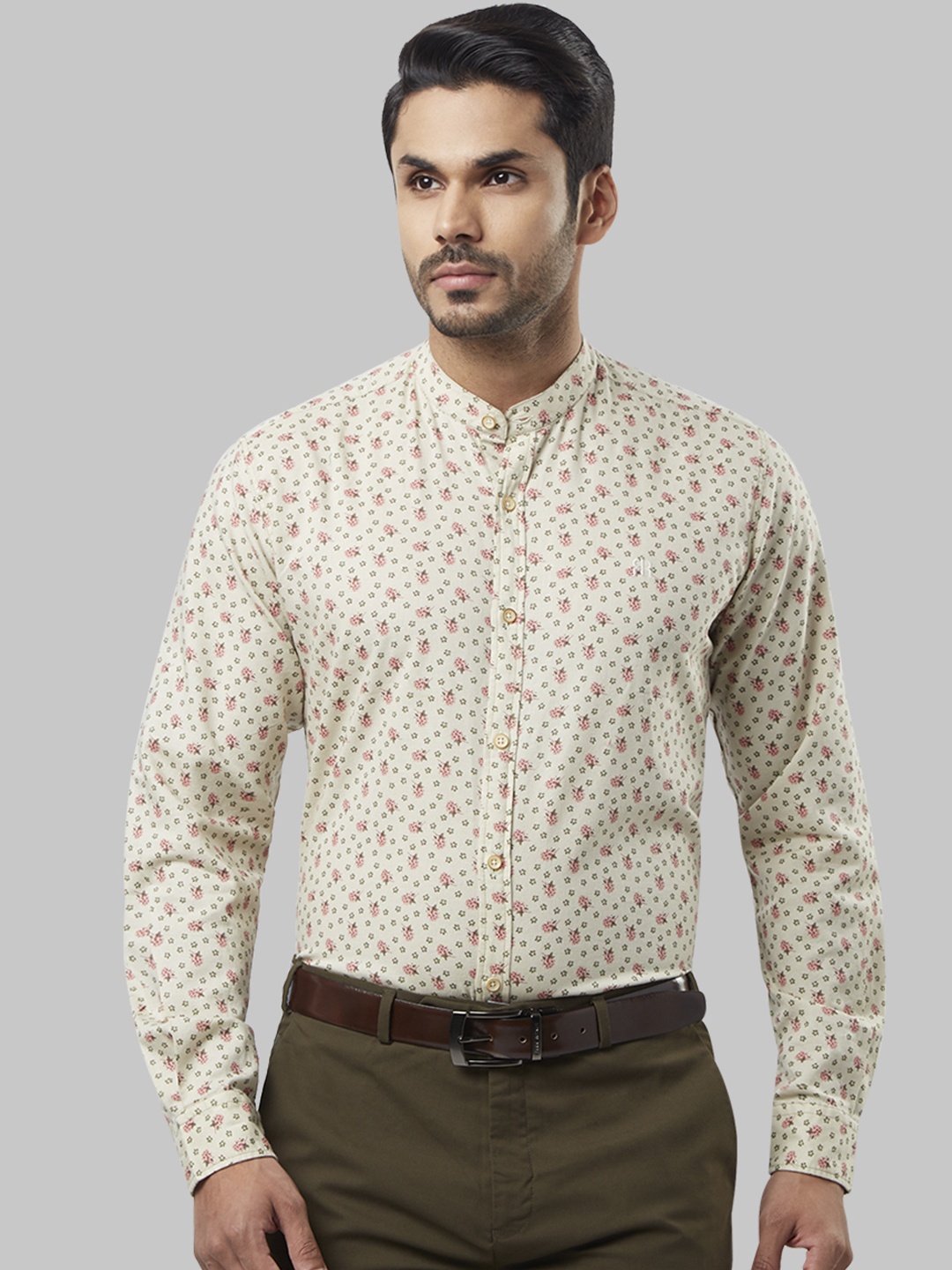 

Raymond Men Cream-Coloured Regular Fit Printed Casual Shirt
