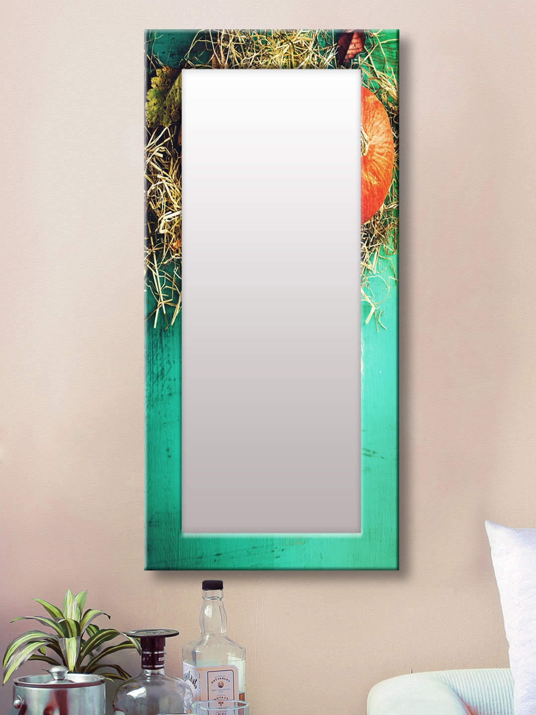 

999Store Green & Blue Framed Wall Mirror