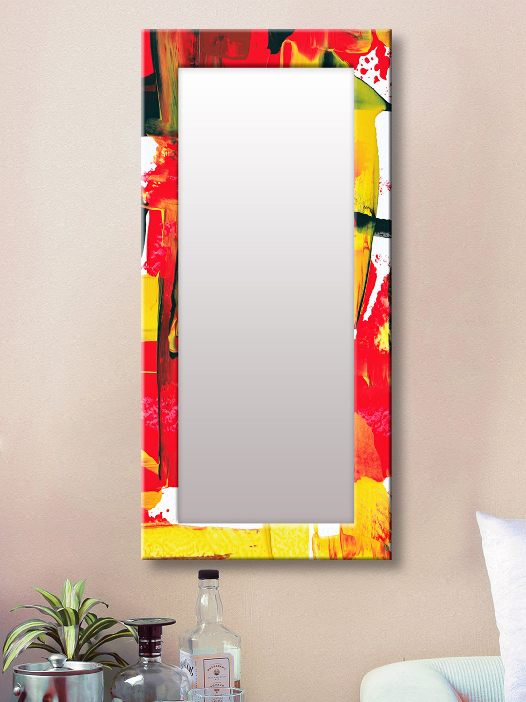 

999Store Red & Yellow Framed Wall Mirror