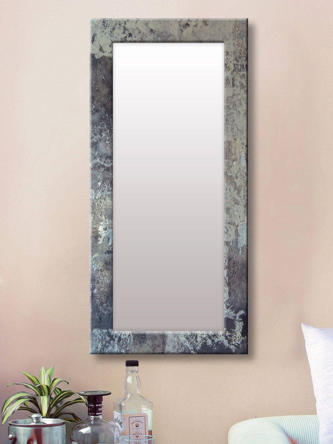 

999Store Grey & Black Framed Wall Mirror