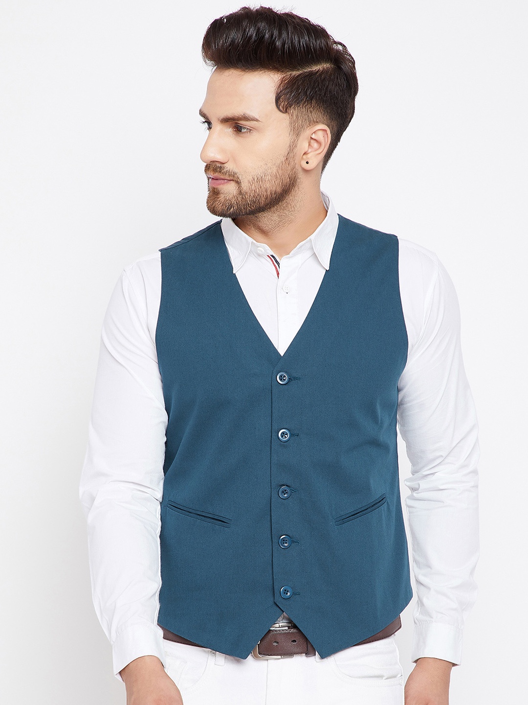 

Chill Winston Solid Men Waistcoat, Teal