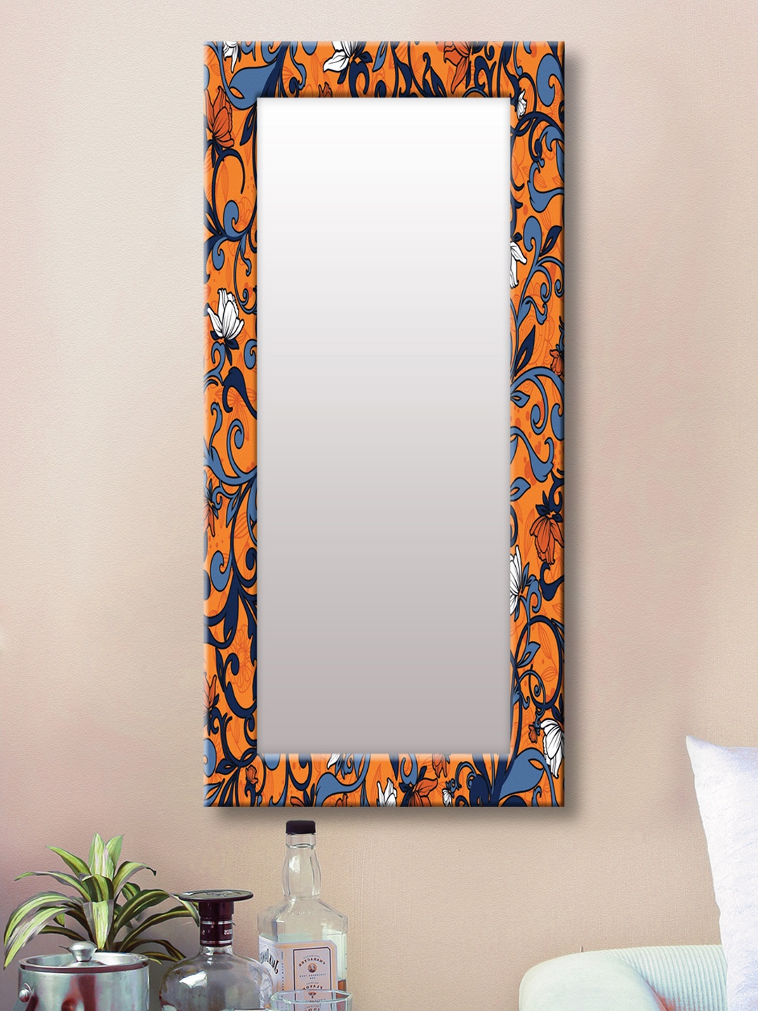 

999Store Orange Framed Wall Mirror