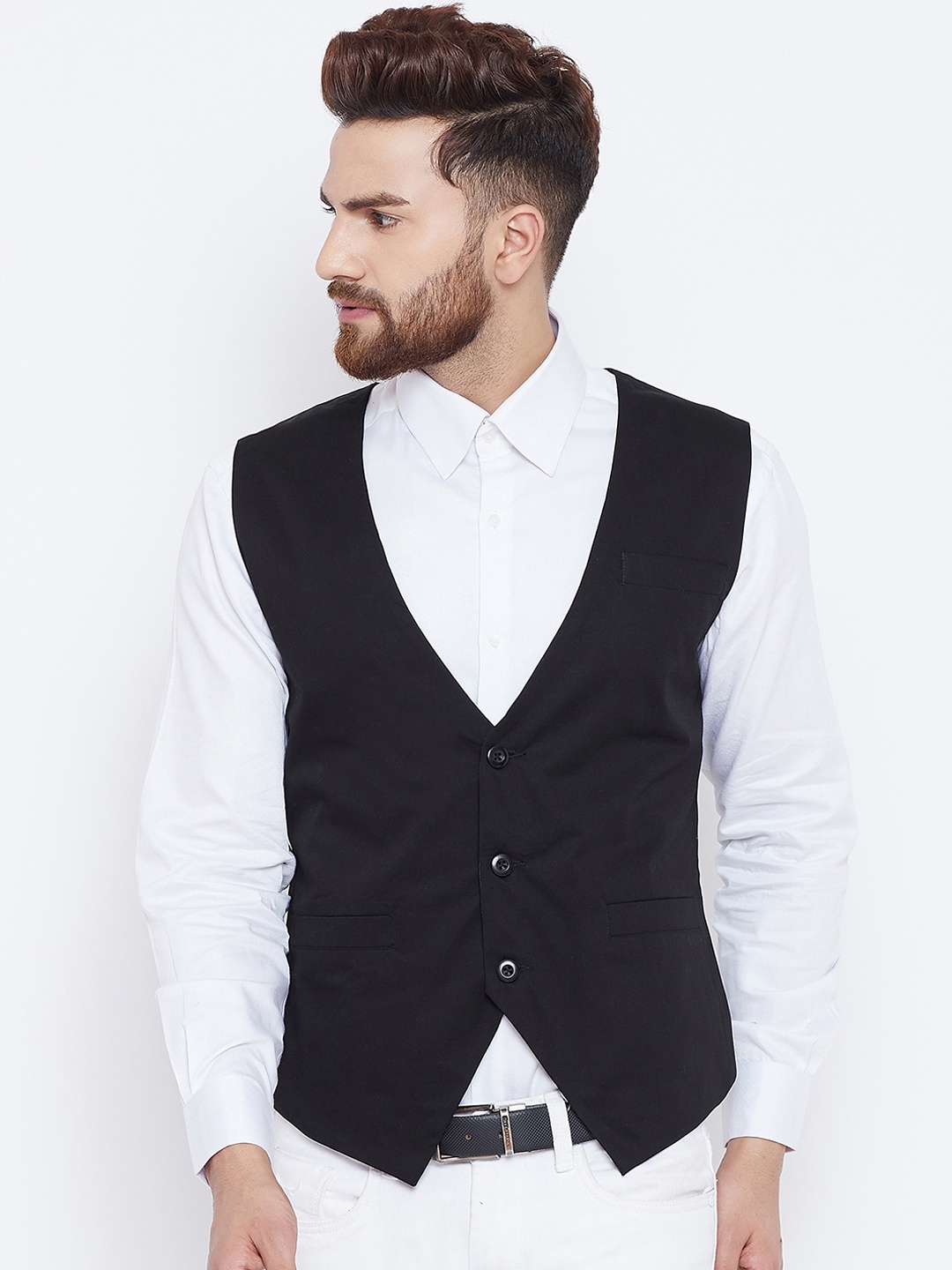 

Chill Winston Men Black Solid Waistcoat