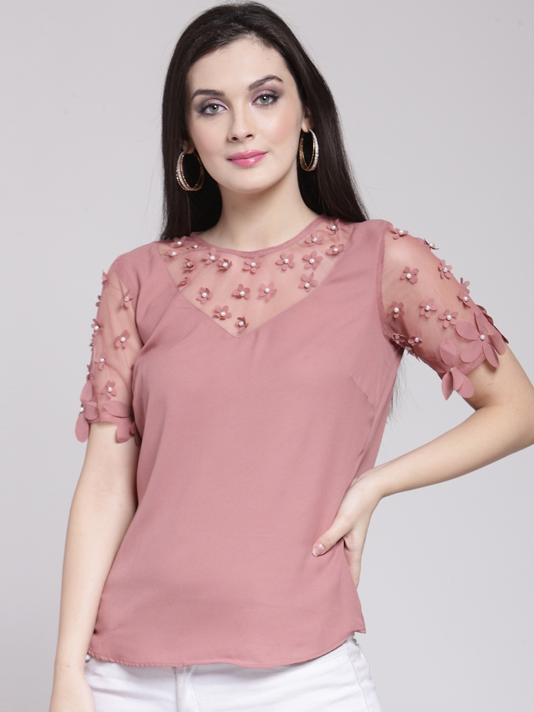 

plusS Women Pink Embellished Top