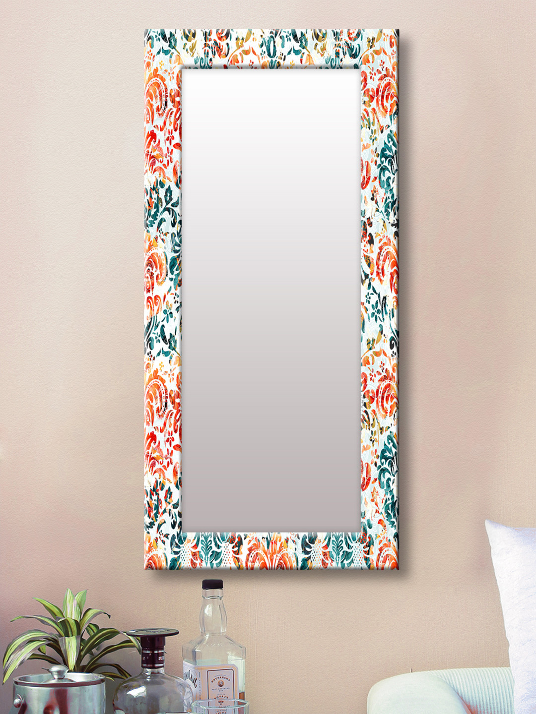 

999Store Orange Framed Wall Mirror