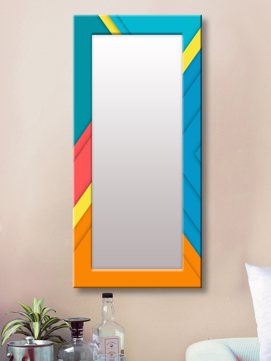 

999Store Blue Framed Wall Mirror