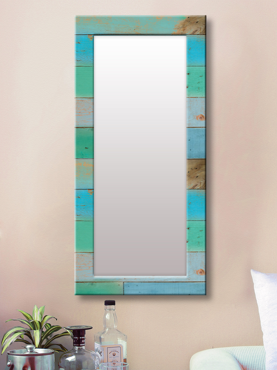 

999Store Blue & Green Framed Wall Mirror