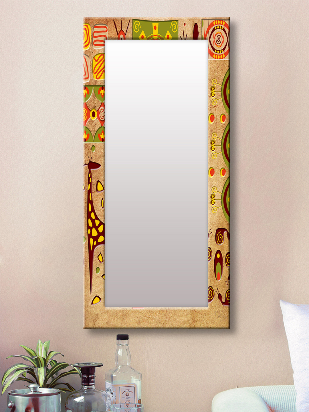 

999Store Brown Framed Wall Mirror