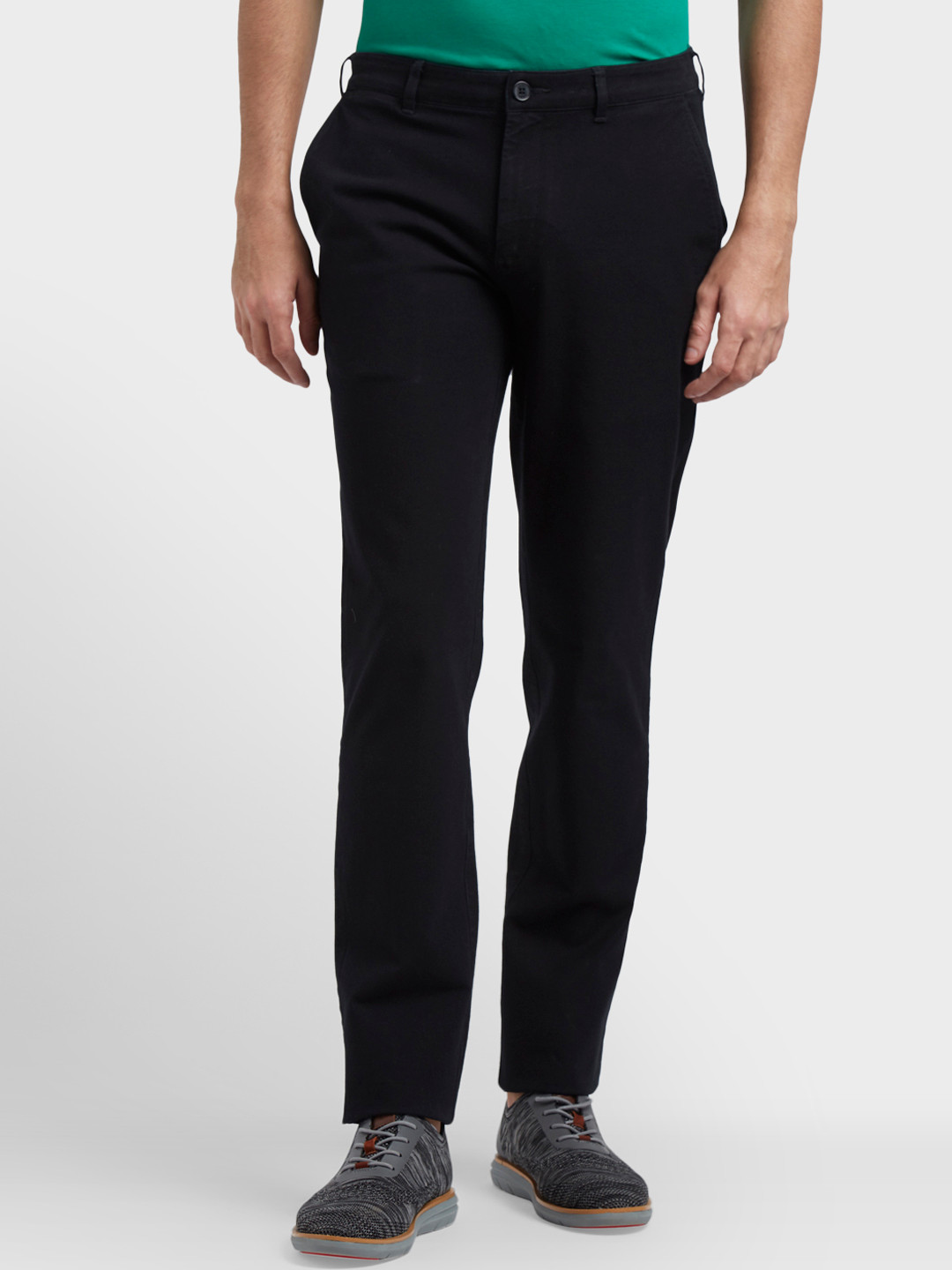 

ColorPlus Men Black Regular Fit Solid Regular Trousers