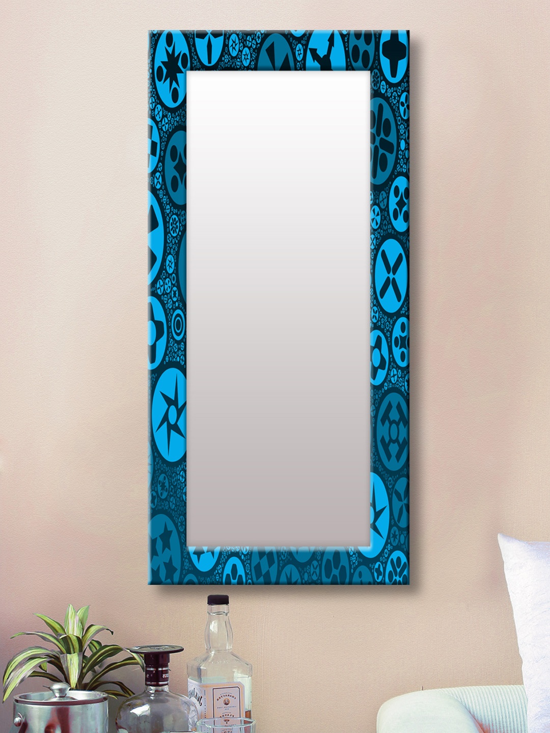 

999Store Blue Framed Wall Mirror