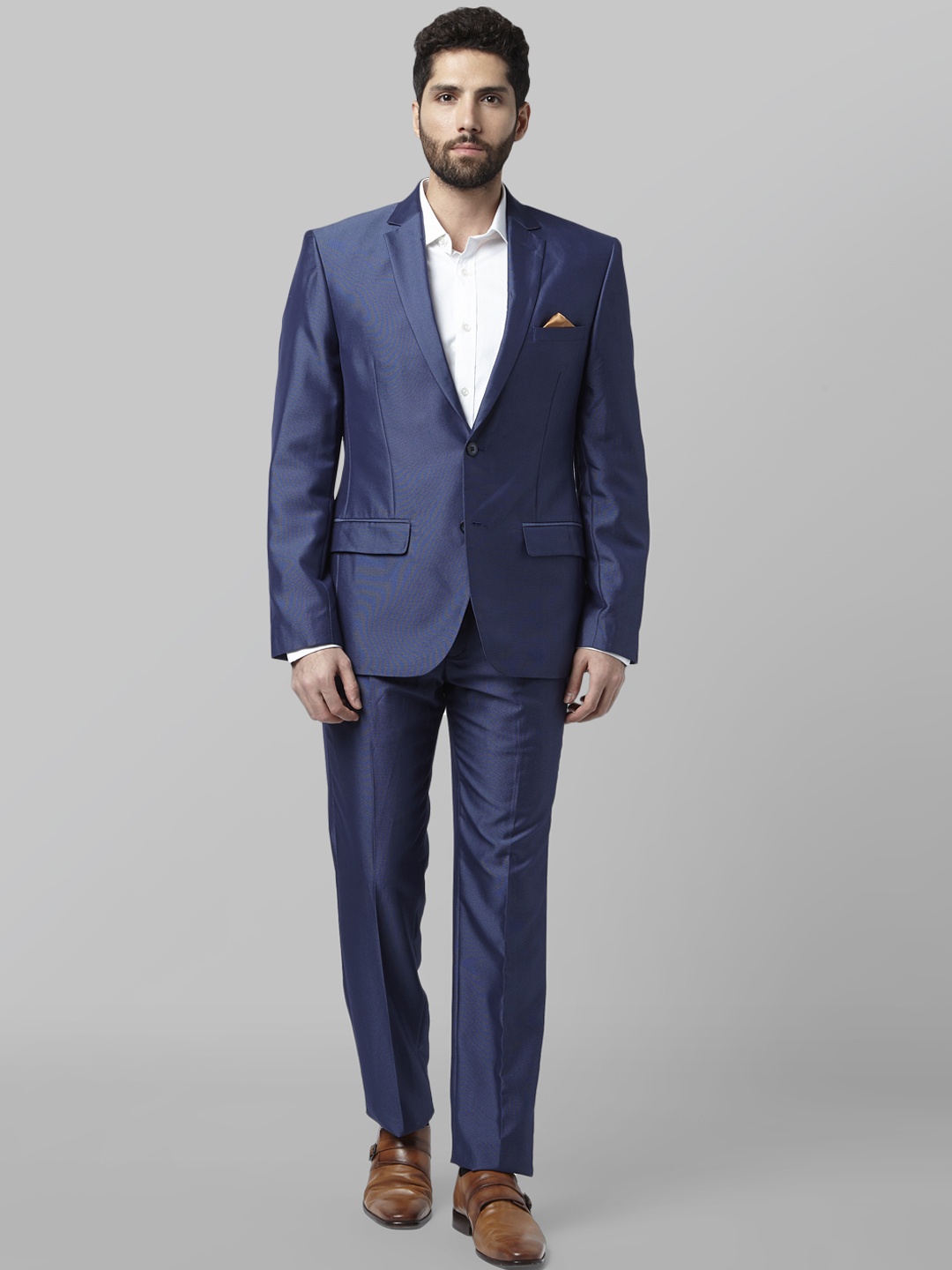 

Park Avenue Men Blue Solid Regular Fit Single-Breasted Formal Suit