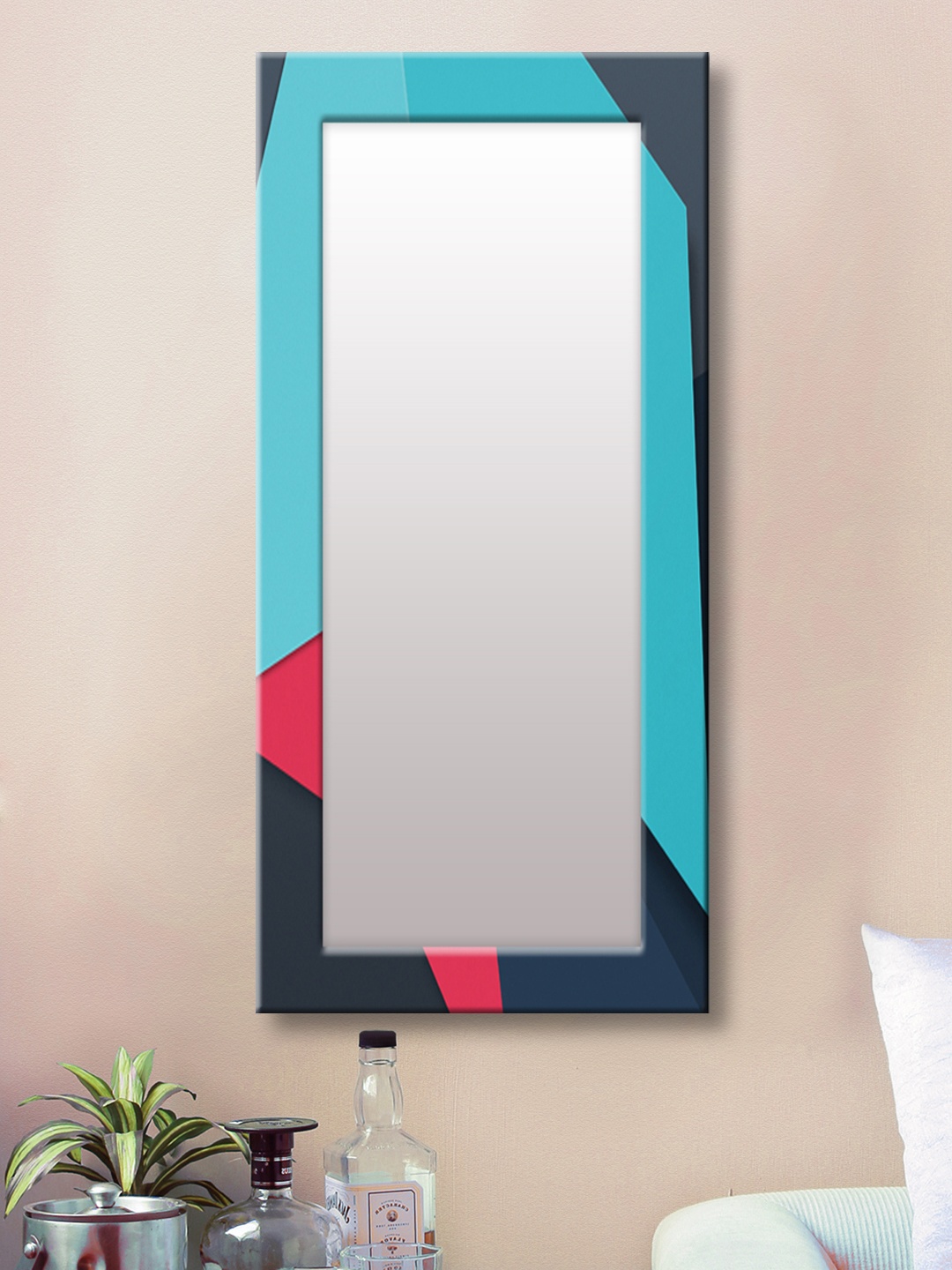 

999Store Blue Framed Wall Mirror