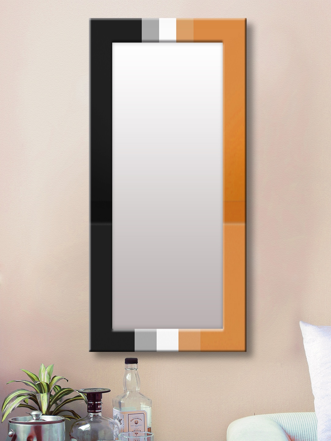 

999Store Black & Orange Framed Wall Mirror