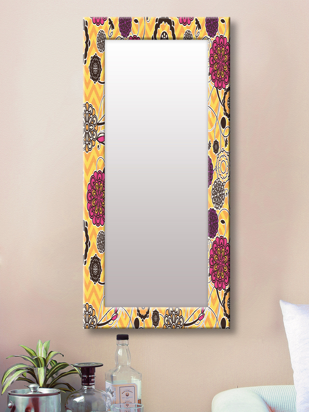 

999Store Yellow Framed Wall Mirror