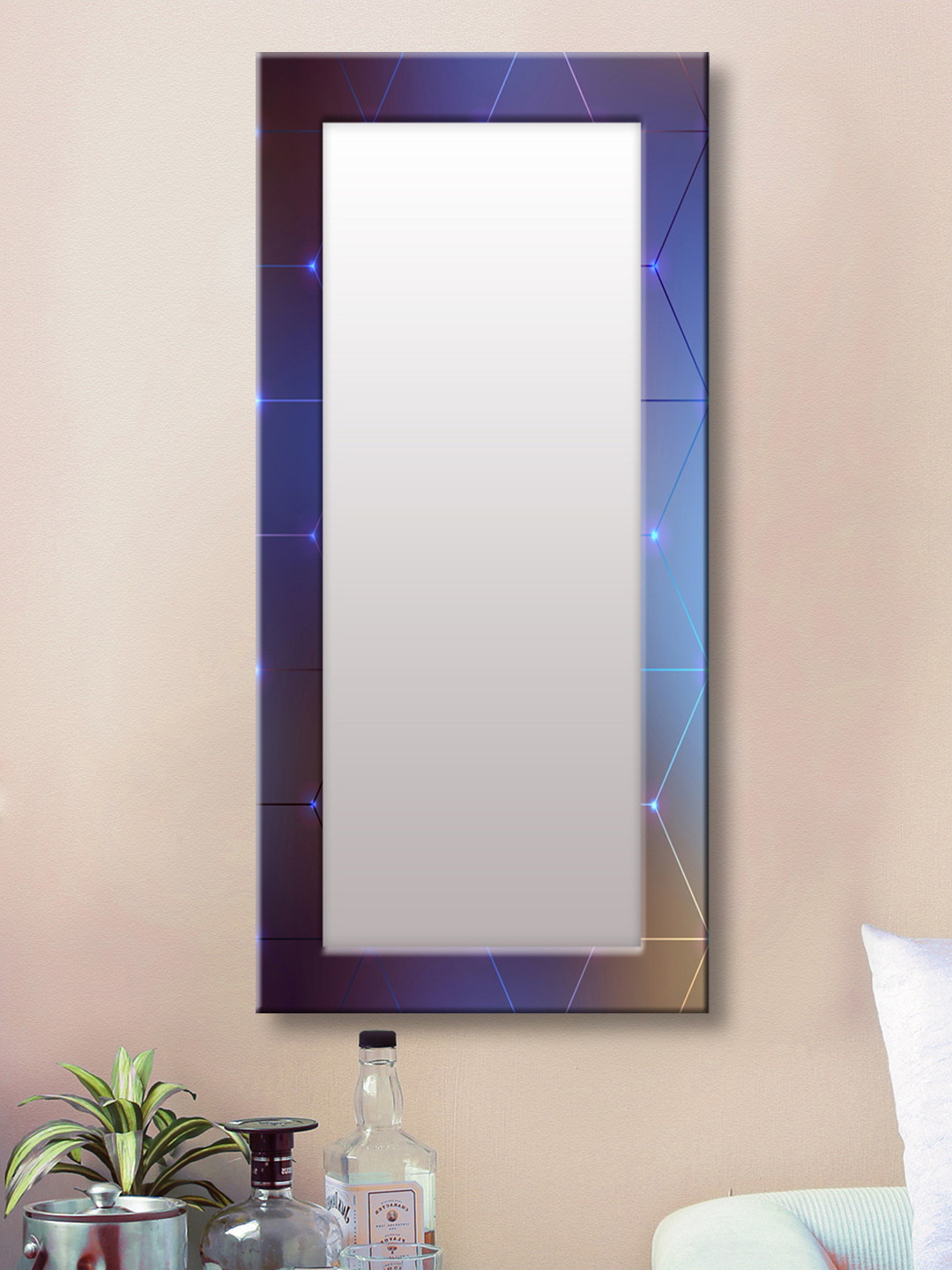 

999Store Blue Framed Wall Mirror
