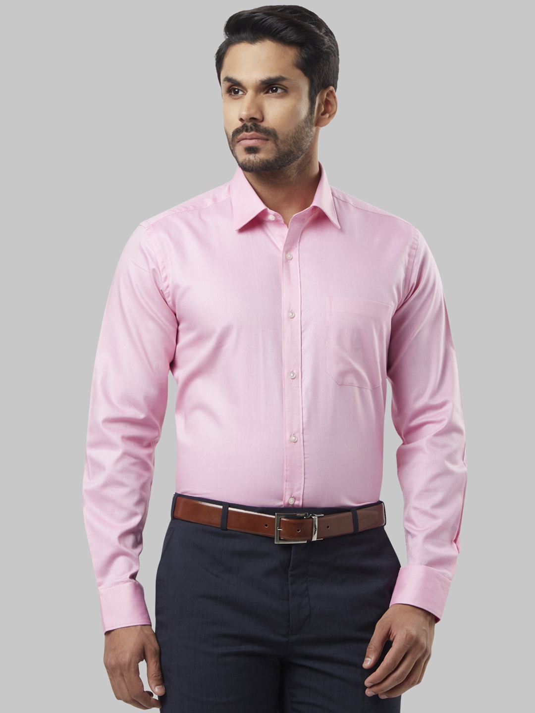 

Raymond Men Pink Regular Fit Self Design Formal Shirt
