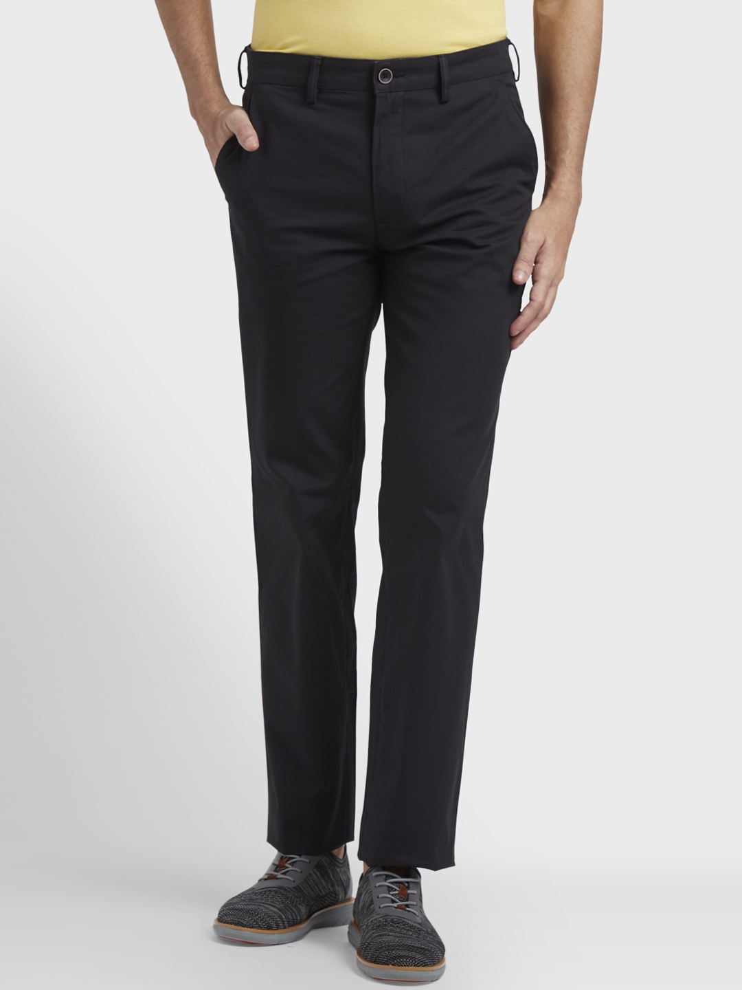 

ColorPlus Men Black Slim Fit Solid Regular Trousers
