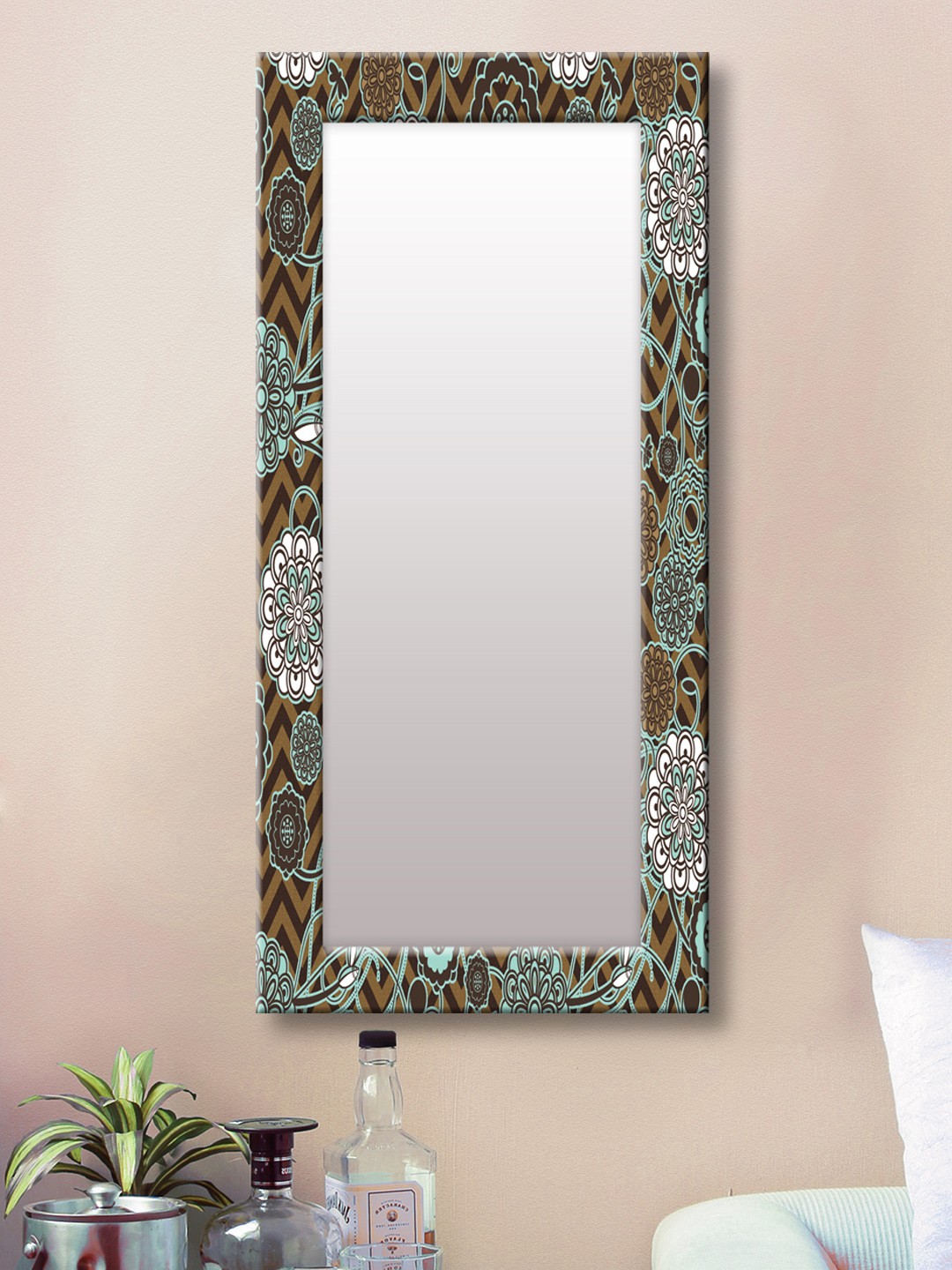 

999Store Brown Framed Wall Mirror