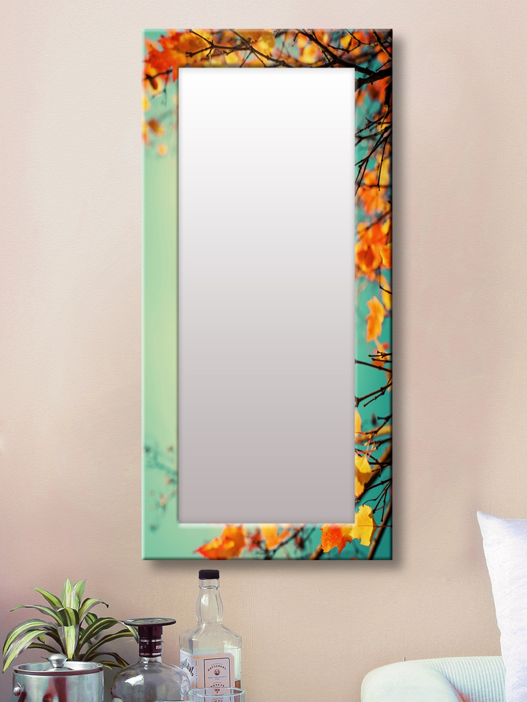 

999Store Yellow & Blue Framed Wall Mirror
