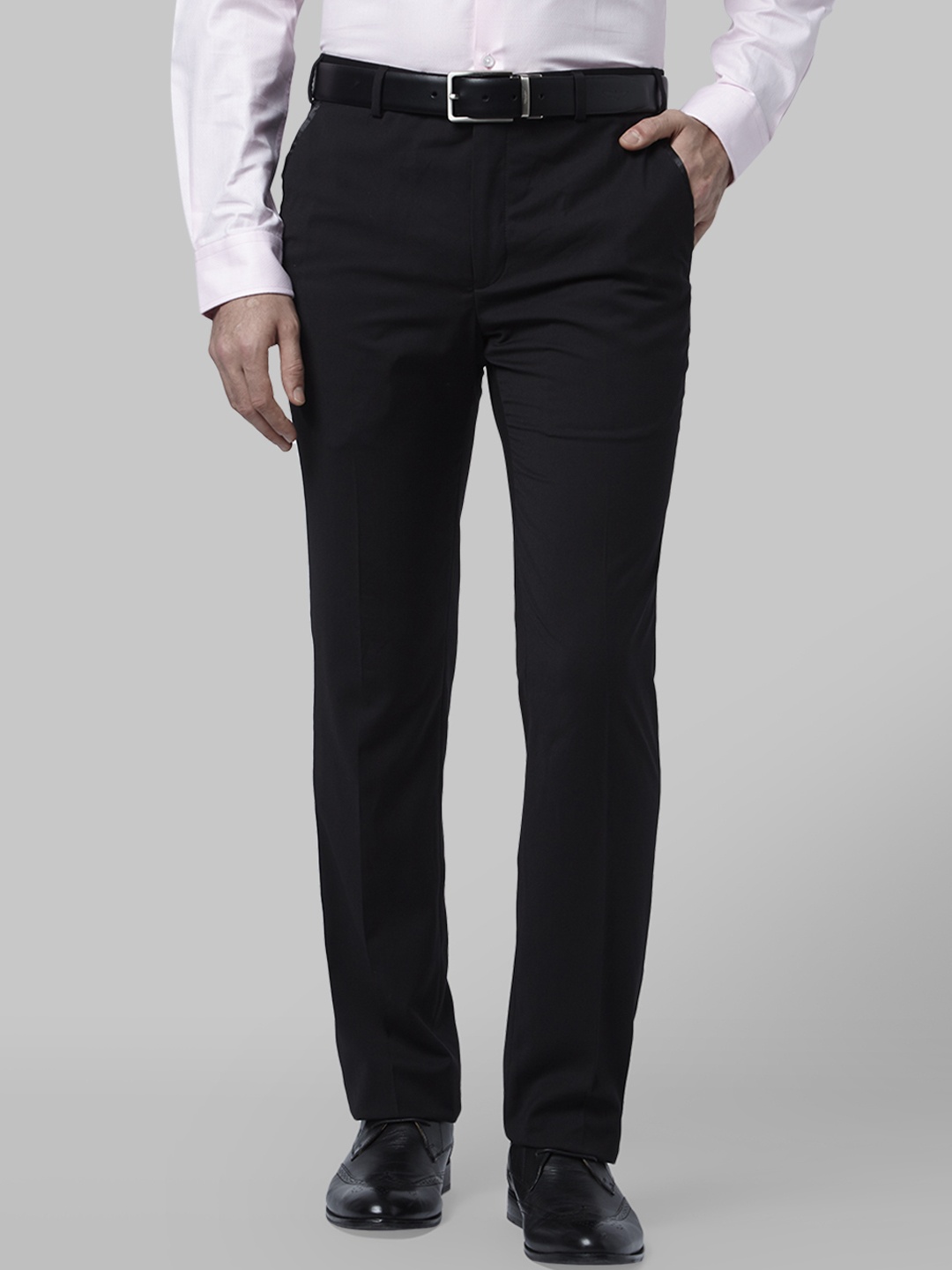 

Park Avenue Men Black Slim Fit Solid Formal Trousers