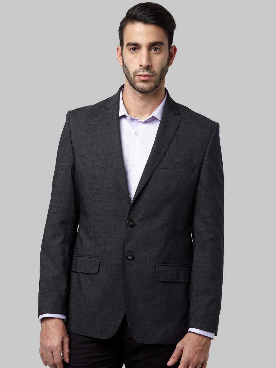 

Park Avenue Men Grey Single Breasted Blazer