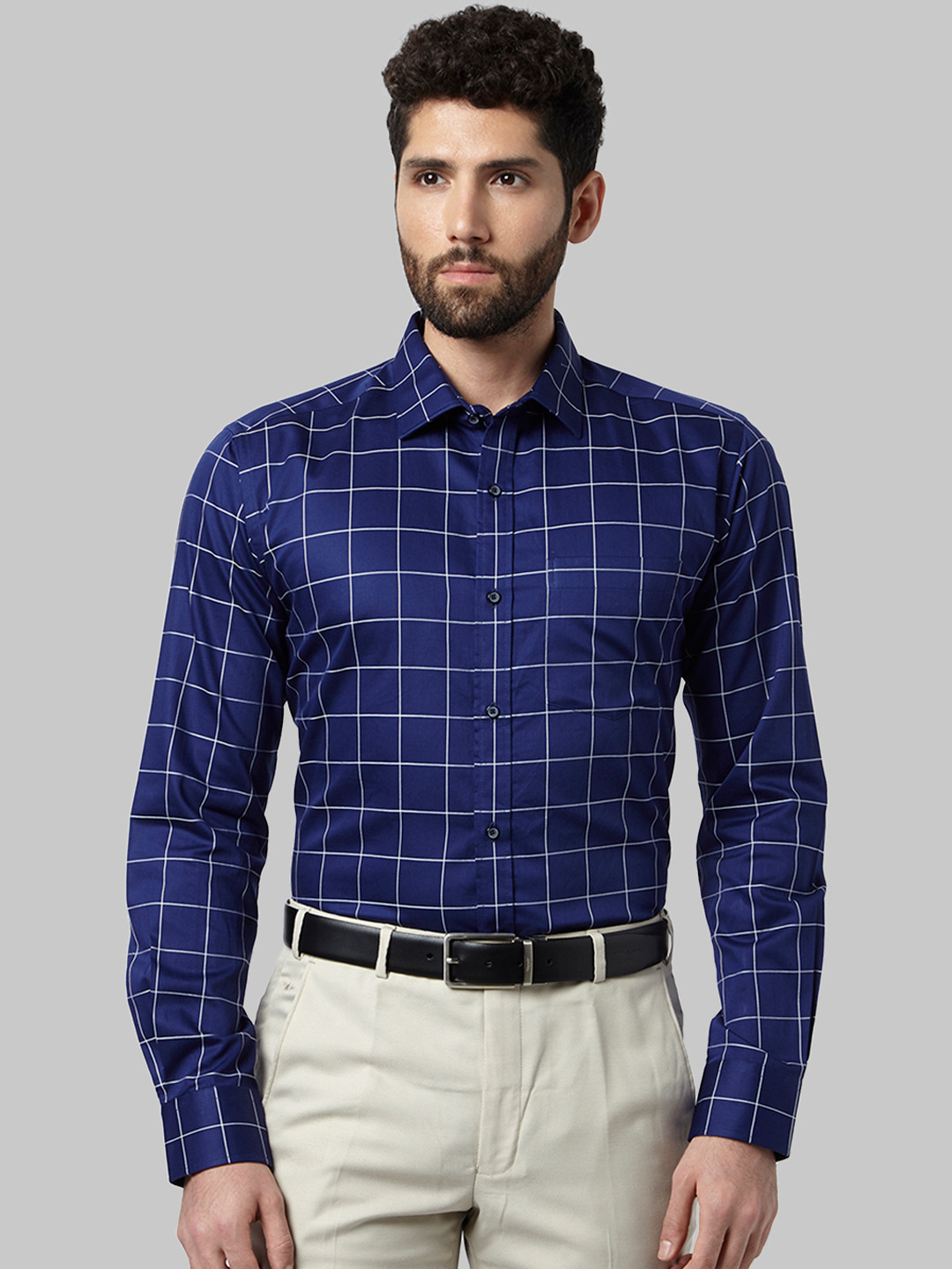 

Park Avenue Men Blue Slim Fit Checked Formal Shirt