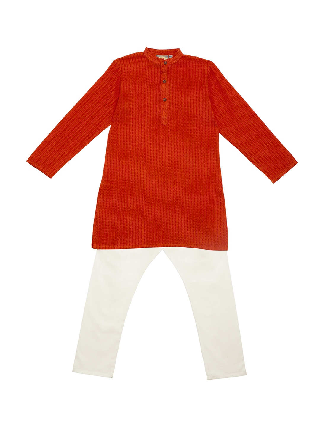 

SALWAR STUDIO Boys Red & White Self Design Kurta with Pyjamas